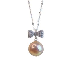 Mặt Dây Chuyền Nữ Minh Hà Pearl Jewelry Ngọc Trai Và Hình Nơ Màu Bạc