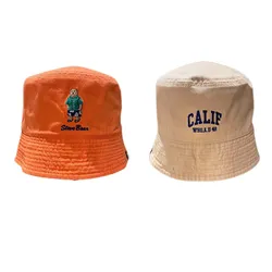 Mũ WHOAU Bucket Club Steve Hai Mặt Màu Cam -  Kem