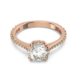 Nhẫn Nữ Swarovski Constella Cocktail Ring Princess Cut, Pavé, White, Rose Gold-Tone Plated 5642644 Màu Vàng Hồng Size 50