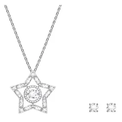 Set Dây Chuyền + Khuyên Tai Swarovski Stella Set 5622729 Màu Bạc