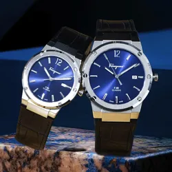 Set Đồng Hồ Unisex Salvatore Ferragamo F-80 Classic Màu Xanh Navy