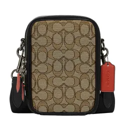 Túi Đeo Chéo Coach Stanton Crossbody In Signature Jacquard CH097 Màu Kaki - Đen  