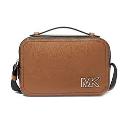 Túi Đeo Chéo Nam Michael Kors MK Cooper Pebbled Leather Crossbody Bag 37F2LCOL6L Màu Nâu