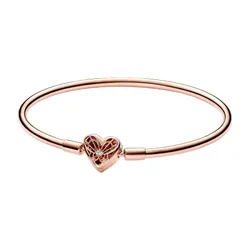 Vòng Đeo Tay Nữ Pandora Moments Heart & Butterfly Bangle 582594C01 Màu Vàng Hồng
