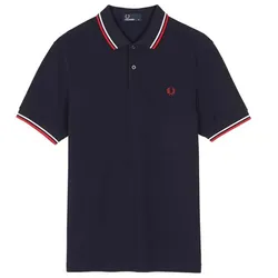 Áo Polo Nam Fred Perry Twin Tipped Logo In Navy/White/Red Màu Xanh Đậm Size 41