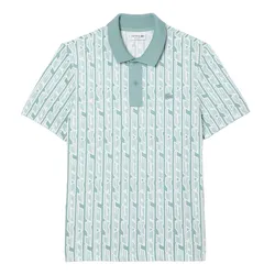 Áo Polo Nam Lacoste Movement Two-Tone Printed PH5655 51 CR5 Màu Xanh Lục Size 5
