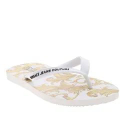 Dép Nam Versace Jeans Couture Logo Baroque Print Sandals 72VA3SQ7.ZS191.G03 Màu Trắng Vàng Size 42