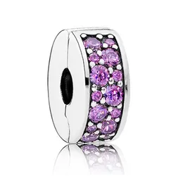 Hạt Vòng Charm Nữ Pandora Purple Pavé Clip 791817CFP Màu Bạc Tím