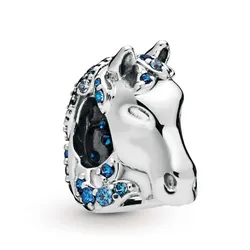 Hạt Vòng Charm Pandora Disney Frozen Nokk Horse Charm 798454C01 Màu Bạc Phối Xanh