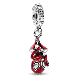 Hạt Vòng Charm Pandora Marvel Hanging Spider-Man Dangle 792323C01 Màu Bạc Đỏ