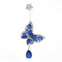 Khuyên Rốn Nữ LiLi Jewelry Đính Đá CZ Hình Hồ Điệp Veronica LILI_671974 Màu Xanh Dương