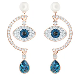 Khuyên Tai Nữ Swarovski Luckily Evil Eye Pierced Earrings, Blue, Rose Gold -5425860 Phối Màu