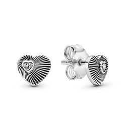 Khuyên Tai Pandora Heart Fan Stud Earrings 297298CZ Màu Bạc