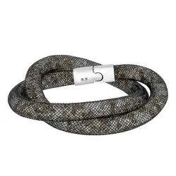 Vòng Đeo Tay Nữ Swarovski Nylon And Rhodium Plated Black Crystal Bracelet 5136303 Màu Đen Xám