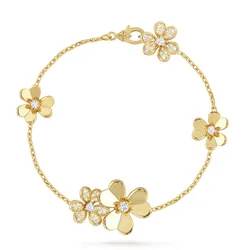 Vòng Đeo Tay Van Cleef & Arpels Frivole Bracelet, 5 Flowers Màu Vàng Gold (Chế Tác)