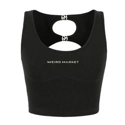 Áo Ba Lỗ Nữ Weird Market Hollow Out Back Knit Vest Black Màu Đen
