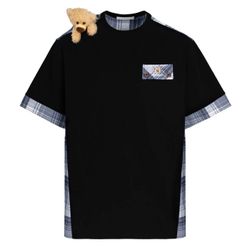Áo Phông 13 De Marzo Shoulder Bear Plaid T-shirt Black Màu Đen Size S