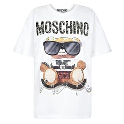 Áo Phông Nữ Moschino White Logo Teddy Bear Embroidered Tshirt 212E V070255403001 Màu Trắng