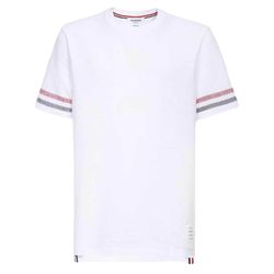 Áo Phông Nam Thom Browne White RWB Stripe Printed Tshirt MJS204A J0046 100 Màu Trắng