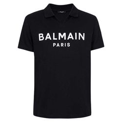 Áo Polo Nam Balmain Logo Print Cotton Shirt Màu Đen