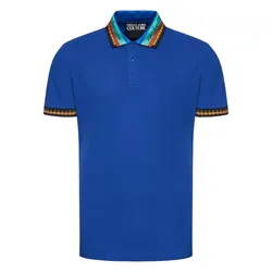 Áo Polo Nam Versace Jeans Couture Men's Garland Baroque Print Collar Regular Fit Polo 72GAGT06 Màu Xanh Dương Size S