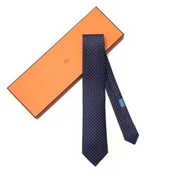 Cà Vạt Hermès Cravate Marine Ciel Rouge Màu Xanh Đậm