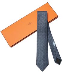 Cà Vạt Nam Hermès Cravate Gris/Ciel Màu Xanh