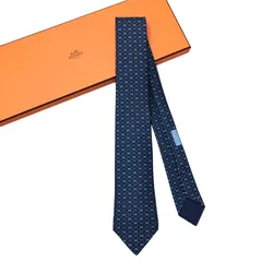 Cà Vạt Nam Hermès Cravate Marine Vert Bleu Màu Xanh