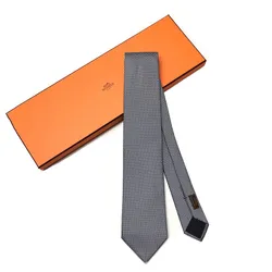 Cà Vạt Nam Hermès Cravate Micro H Tie Màu Trắng Đen