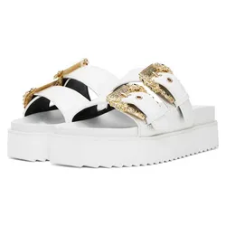 Dép Sandals Nữ Versace Jeans Couture White Arizona Flat 231202F124006 Màu Trắng Size 39