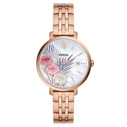 Đồng Hồ Nữ Fossil Jacqueline Three-Hand Date Rose Gold-Tone Stainless Steel ES5275 Màu Vàng Hồng