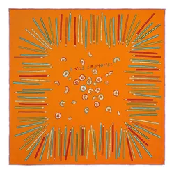 Khăn Lụa Nữ Hermès A Vos Crayons By Leigh Cooke Scarf 45 Màu Vàng