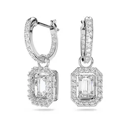 Khuyên Tai Nữ Swarovski Millenia Drop Earrings Octagon Cut, White, Rhodium Plated 5638495 Màu Bạc