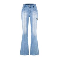 Quần Jean Nữ Weird Market Tight Bell Bottom Jeans Faded Denim Màu Xanh Nhạt