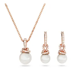 Combo Dây Chuyền Và Khuyên Tai Nữ Swarovski Originally Set White, Rose Gold-Tone Plated 5672835 Màu Vàng Hồng