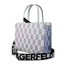 Túi Tote Nữ Karl Lagerfeld Maybelle Zip Top Satchel Shoulder Bag Trắng Xám