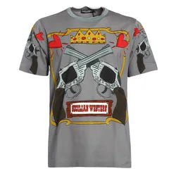 Áo Phông Nam Dolce & Gabbana D&G Sicilian Western Print T-Shirt G8GJ3TFP7UMHJ384 Màu Xám Size 48
