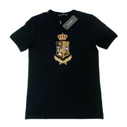 Áo Phông Nam Dolce & Gabbana D&G Thêu Vương Miện T-Shirt G8HI7ZG7LJF Màu Đen Size 44