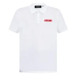 Áo Polo Nam Dsquared2 White With Red Logo Printed S74GL0073 S22743 100 Màu Trắng