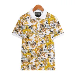 Áo Polo Nam Versace 74GAG6S0JS149G03 Màu Trắng Vàng Size XS