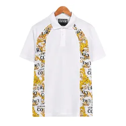Áo Polo Nam Versace Jeans Couture 74GAG613JS149G03 Màu Trắng Vàng Size XS