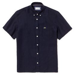 Áo Sơ Mi Nam Lacoste Men's Linen Shirt Lacoste Regular Fit CH4991166 Màu Xanh Đen Size 41