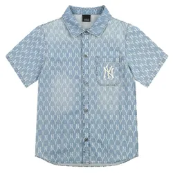 Áo Sơ Mi Nữ MLB Monogram New York Yankees 31WSN6131 Màu Xanh Denim Size S