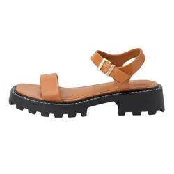 Dép Nữ Charles & Keith CNK Stitch-Trim Buckled Sandals - Cognac 70380984 Màu Nâu
