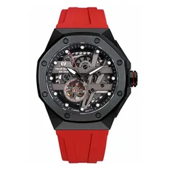 Đồng Hồ Nam Tsar Bomba Octagon Fkm Rubber Strap TB8803A-BR Màu Đen Đỏ
