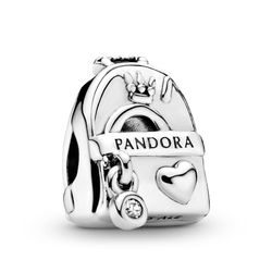Hạt Vòng Charm Nữ Pandora Moments Balo Bạc Đính Đá Cubic Zirconia Trong Suốt 797859CZ Màu Bạc