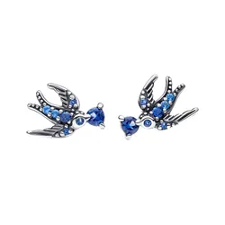 Khuyên Tai  Nữ Pandora Sparkling Swallow Stud Earrings 292568C01 Màu Xanh Blue