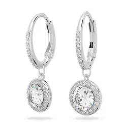 Khuyên Tai Nữ Swarovski Angelic Drop Earrings Round Cut, White, Rhodium Plated 5142721 Màu Bạc