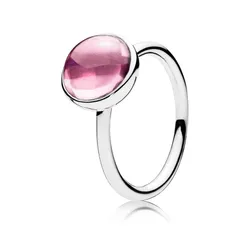 Nhẫn Nữ Pandora Poetic Droplet Pink Ring Sterling Silver 190982PCZ Màu Bạc Hồng Size 56