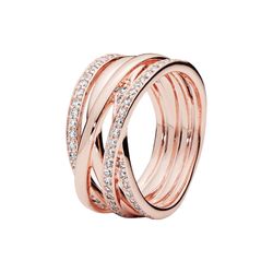 Nhẫn Nữ Pandora Sparkling & Polished Lines Ring 180919CZ Màu Vàng Hồng Size 50